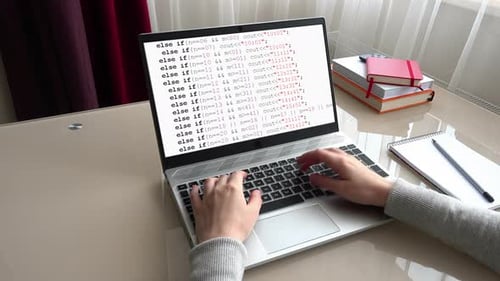 Source code on the monitor screen