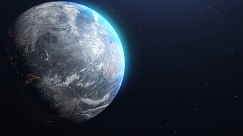 Rotating Earth in Space with City Lights
