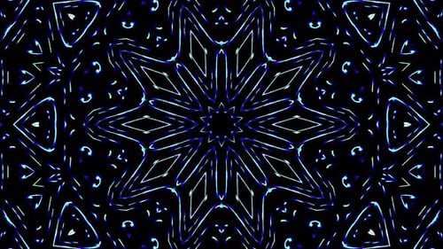 Blue Glowing Neon Geometric Kaleidoscope Loop