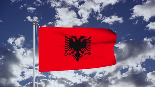 Wehende Flagge Albaniens 4k