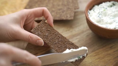 Cream Cheese Spread on Cracker Close Up