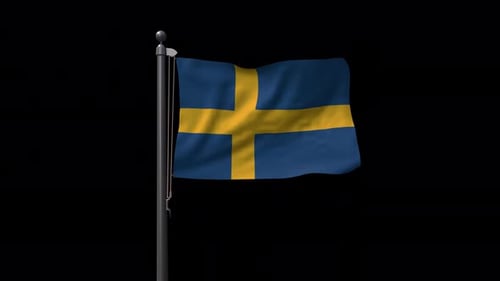Swedish National Flag Waving Seamless Loop
