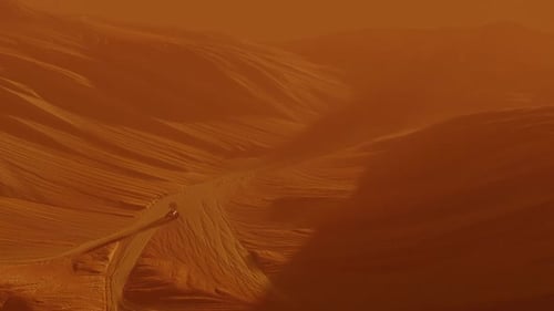 Top Down Aerial View of Mars Rover on Marsian Soil