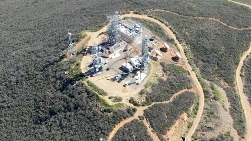 Aerial View of Telecommunication Antennas on the Top of Mountain