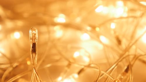Twinkling Golden Christmas Lights Abstract Background