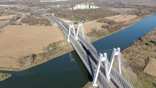Aerial view of Bridge of Cardinal Franciszek Macharski in Krakow, Poland