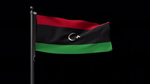 Libyen-Flagge auf Fahnenmast mit Alphakanal