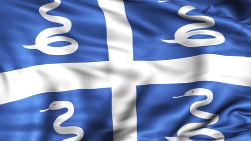 Waving Martinique Flag with Iconic Snake Symbol Animation