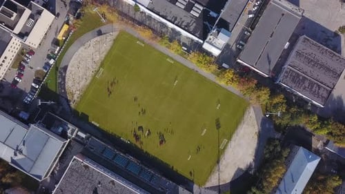 Football Stadium With A Small Number Of Players