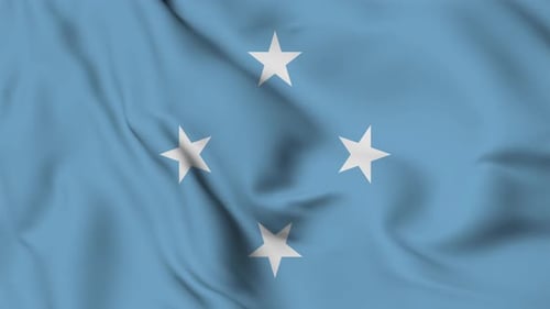 Micronesia National Flag Waving with Realistic Fabric Texture