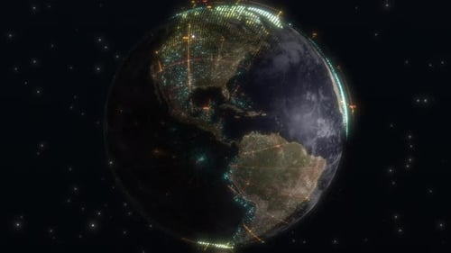 Futuristic Digital Earth Global Network Connection Animation