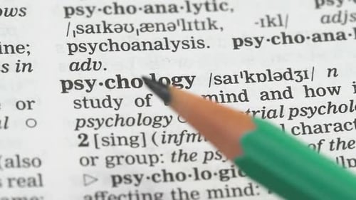 Psychology Definition with Pointing Pencil
