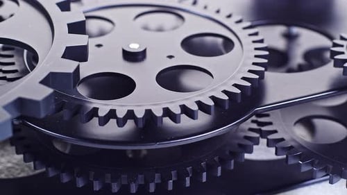 Clockwork Gears Turning in Macro Shot