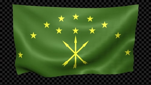Adygea Flag Waving Looped