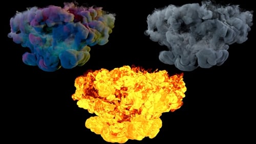 Dynamic Fluid Smoke And Fire Explosion Effects With Alpha Channel