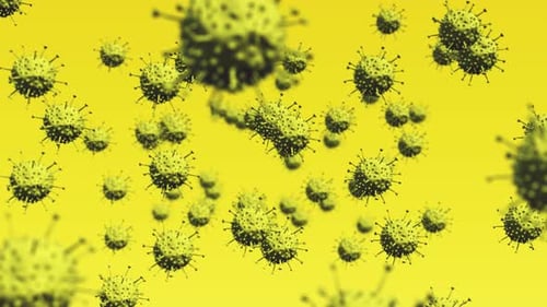 Animated Medical Virus Particles Floating in Scientific Background