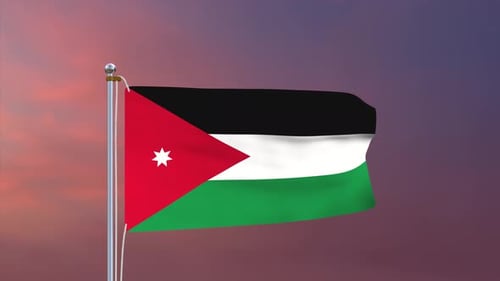 Animated Jordan Flag Waving against Sunset Sky