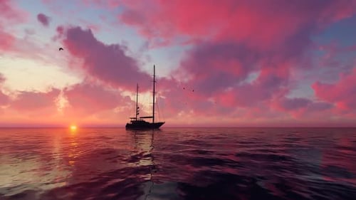 Yacht, Sea And sunset