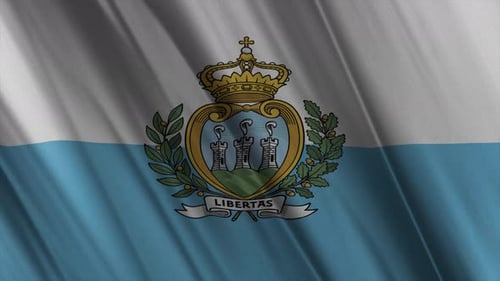 San Marino National Flag Waving in Realistic Fabric Style