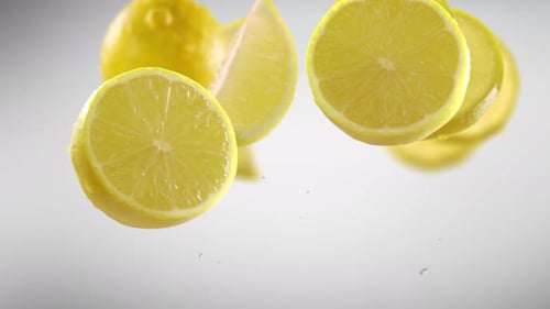 Realistic Limes and Lemons Falling with Refreshing Water Splash