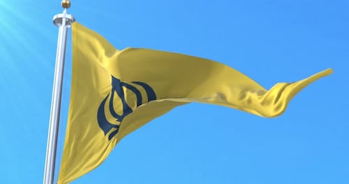 Basanti Nishan Sahib avec drapeau Khanda
