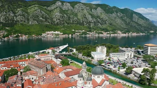 Aerial View of the Old Town in Kotor Montenegro