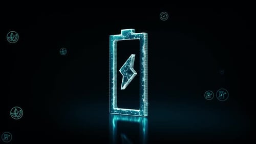 Futuristic Digital Battery Charging Energy Icon