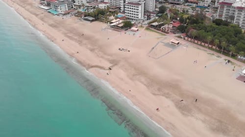 Sandy beach and hotels