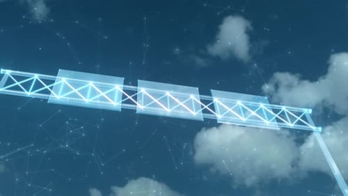 Futuristic Digital Highway Sign with Glowing Data Network Animation