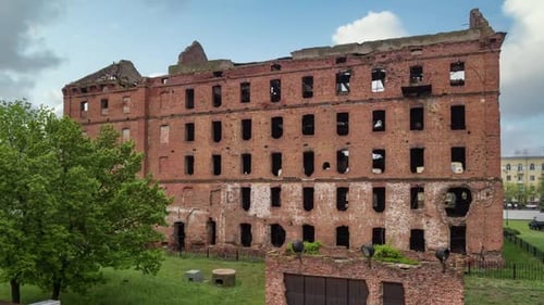 Ruinen von Pavlovs House in Wolgograd, Stalingrad. Zweiter Weltkrieg. Rußland.