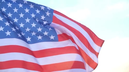 American Flag Waving in the Wind
