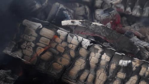 Close Up of Burning Wood and Embers