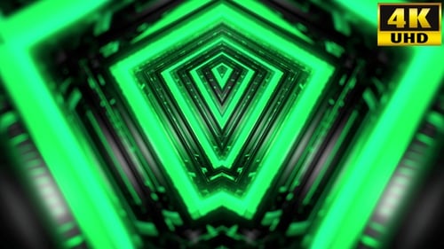 Seamless Loop of Futuristic Green Geometric Tunnel