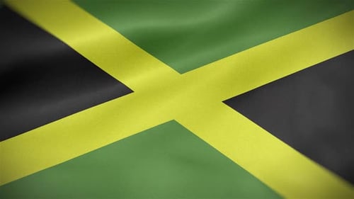 Realistic Jamaican Flag Waving Seamless Loop Animation