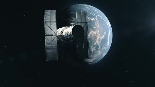 Realistic 3D Space Telescope Orbiting Earth Animation
