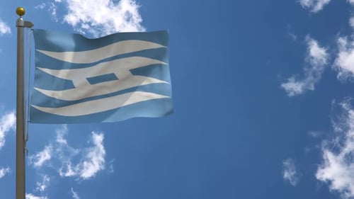 Abstract Flag Waving Animation Against Blue Sky