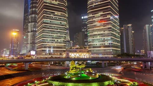 Shanghai Heavy Street Traffic Pan Up