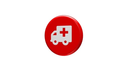 3D Medical Ambulance Icon Rotating Alpha Channel