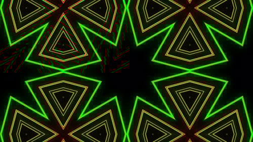 Abstract Neon Geometric Kaleidoscope Pattern Loop Background