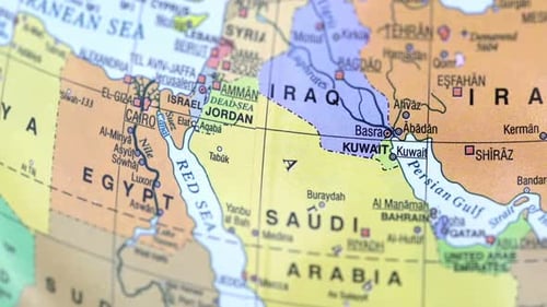 Detailed Globe Rotating Showing Middle East Region