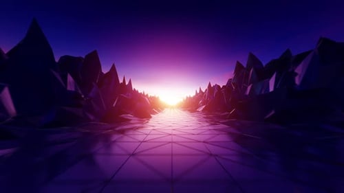 Futuristic Geometric Road with Glowing Horizon Loop