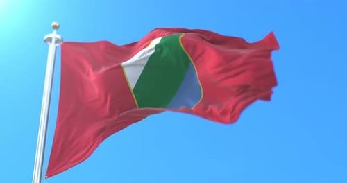 Maldives National Flag Waving Against Blue Sky