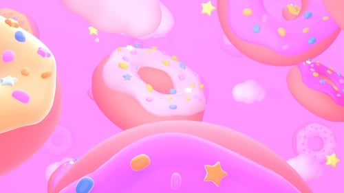 Sweet Animated Donuts and Stars Seamless Loop Background