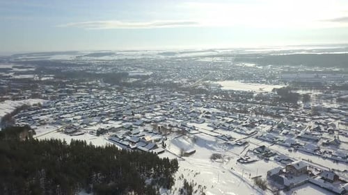 Winter Small Town From Above