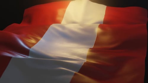 Realistic Waving Peru Flag Animation with Dynamic Lighting