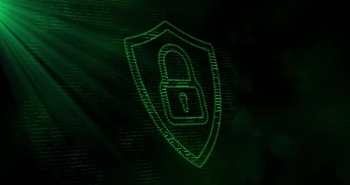 Futuristic Digital Security Shield and Padlock Animation