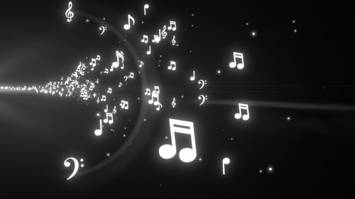 Music Notes Flying Dark