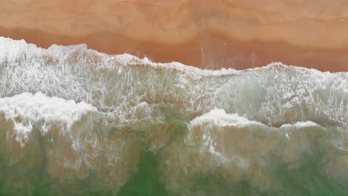 Aerial Drone Shot View the Ocean of the Ocean Waves, Beautiful Waves Do Not End Frames One By One