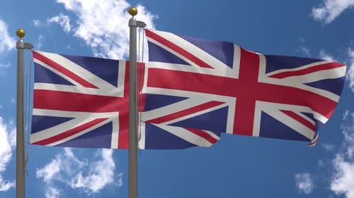 United Kingdom Flag Waving in Realistic Wind