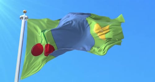 Cherries and Honeycomb Flag Waving in Realistic 3D Animation